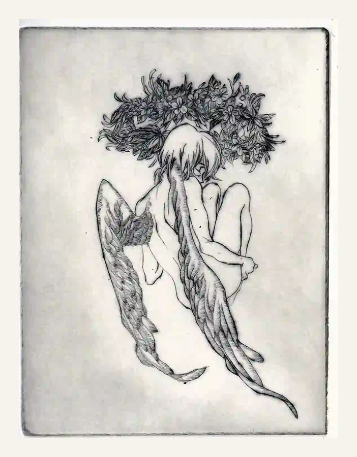 Fallen Angel, color print, by Yaxin Zheng