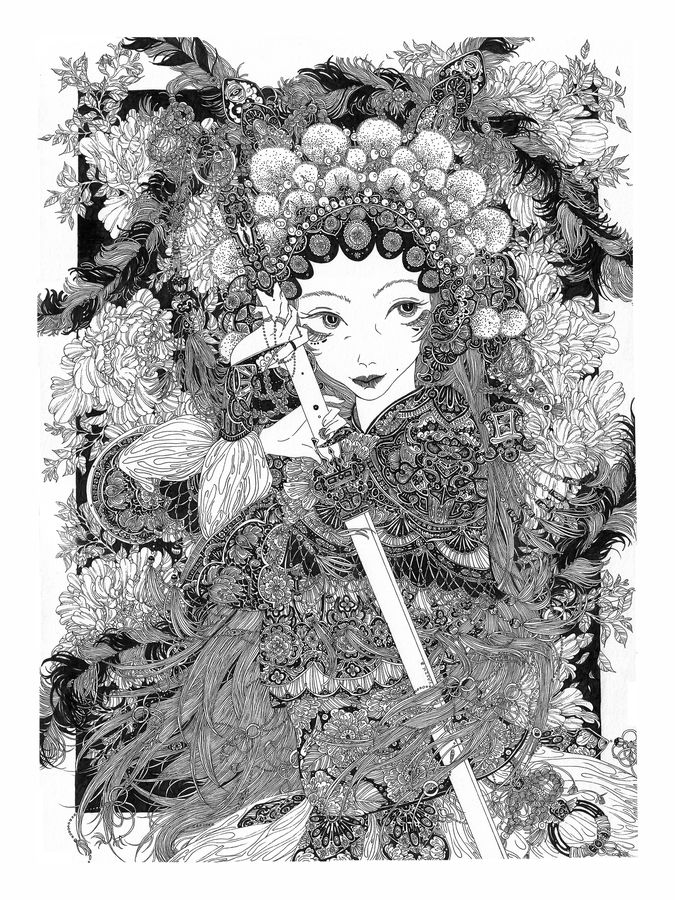 Peking Opera Blue, syringe pen, by Yaxin Zheng